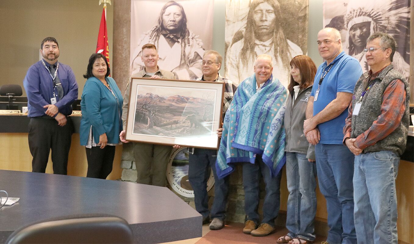 Tribal council members and game wardens Montana Fish, Wildlife and Parks